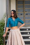 NNK1131 Tussar Silk With Floral Print Lehenga With Blouse Indo Western Collection Wholesale In India